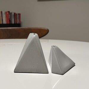 Modern Gray Geometric Ceramic Salt and Pepper Shakers